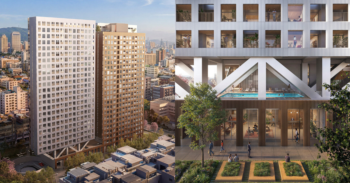 OMA 台北住宅新作：居民直接委託改建松山老社區，四個交錯量體組成 24 層住宅雙塔｜MOT TIMES 明日誌